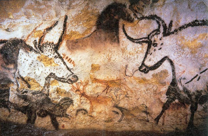 Photo d'une peinture rupestre de la grotte de Lascaux