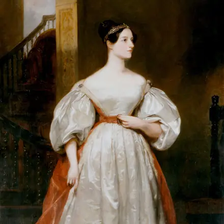 Portrait peint d'Ada Lovelace, jeune femme en robe de bal claire, vers 1836